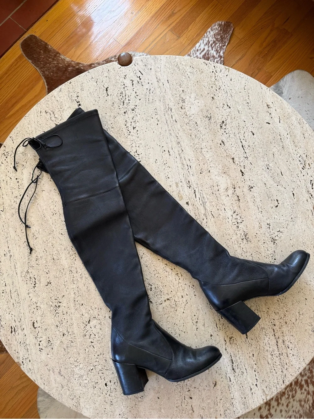 Stuart Weitzman Black Leather Over the Knee Thigh High Boots Size 9